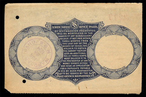 Postal Note Warder Idaho Back